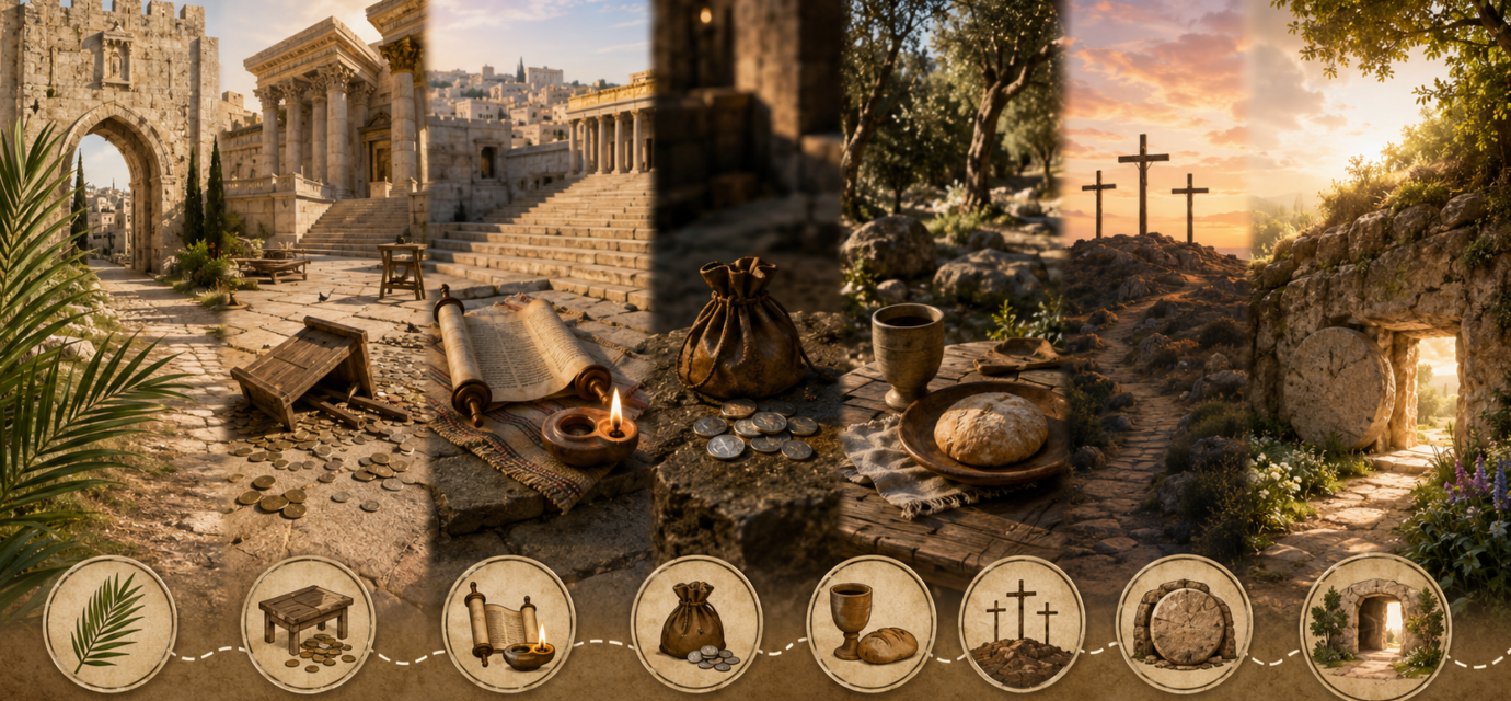 The timeline from Palm Sunday to Resurrection Sunday