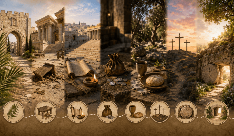 The timeline from Palm Sunday to Resurrection Sunday